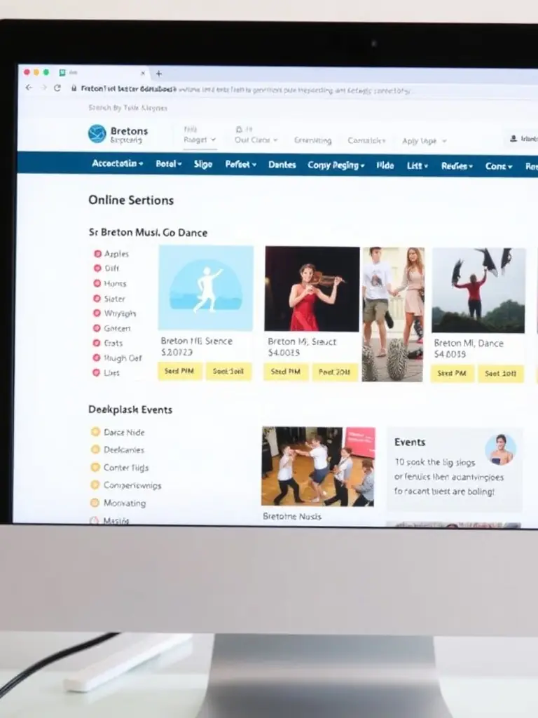 A screenshot of a user-friendly online database containing information about Breton music, dance, and cultural events.